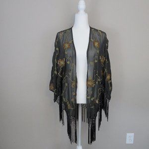 NWOT TOPSHOP Embroidered Kimono Mesh Floral Sequin